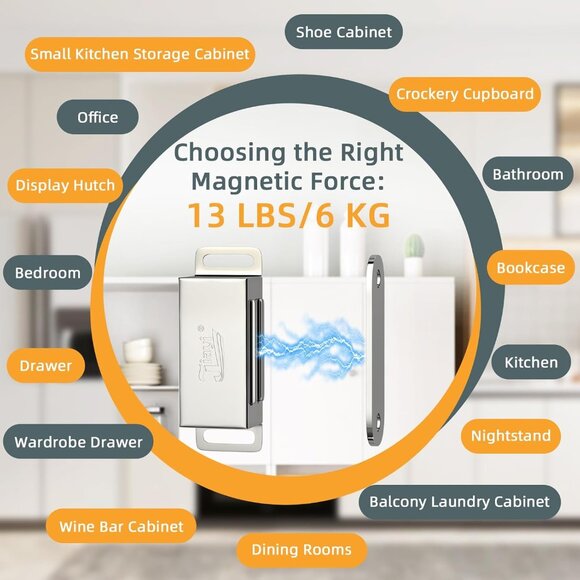 Cabinet Magnets 12 Pack Magnetic Door Catch Stainless Steel Kitchen Cabinet Magn - Picture 4 of 9